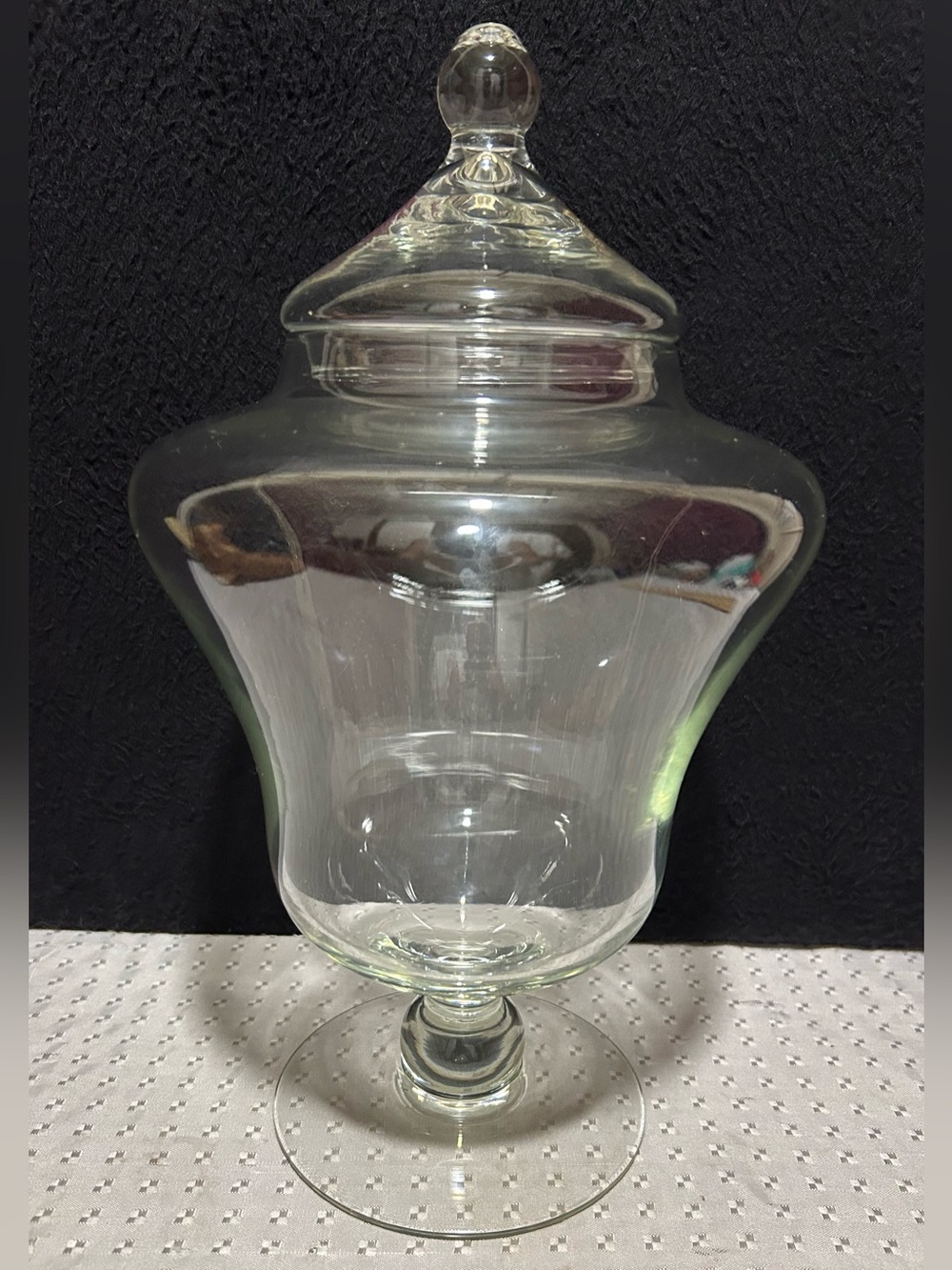 Clear Glass Apothecary Jar With Lid Pedestal Candy Buffet Bathroom Wedding 14”